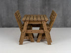 Victoria Space-Saving Picnic Table & Benches Set with Backrest — Rustic Finish