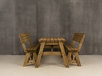 Victoria Space-Saving Picnic Table & Benches Set with Backrest — Rustic Finish