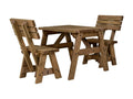 Victoria Space-Saving Picnic Table & Benches Set with Backrest — Rustic Finish