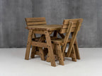 Victoria Space-Saving Picnic Table & Benches Set with Backrest — Rustic Finish