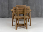 Victoria Space-Saving Picnic Table & Benches Set with Backrest — Rustic Finish