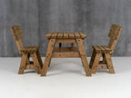 Victoria Space-Saving Picnic Table & Benches Set with Backrest — Rustic Finish