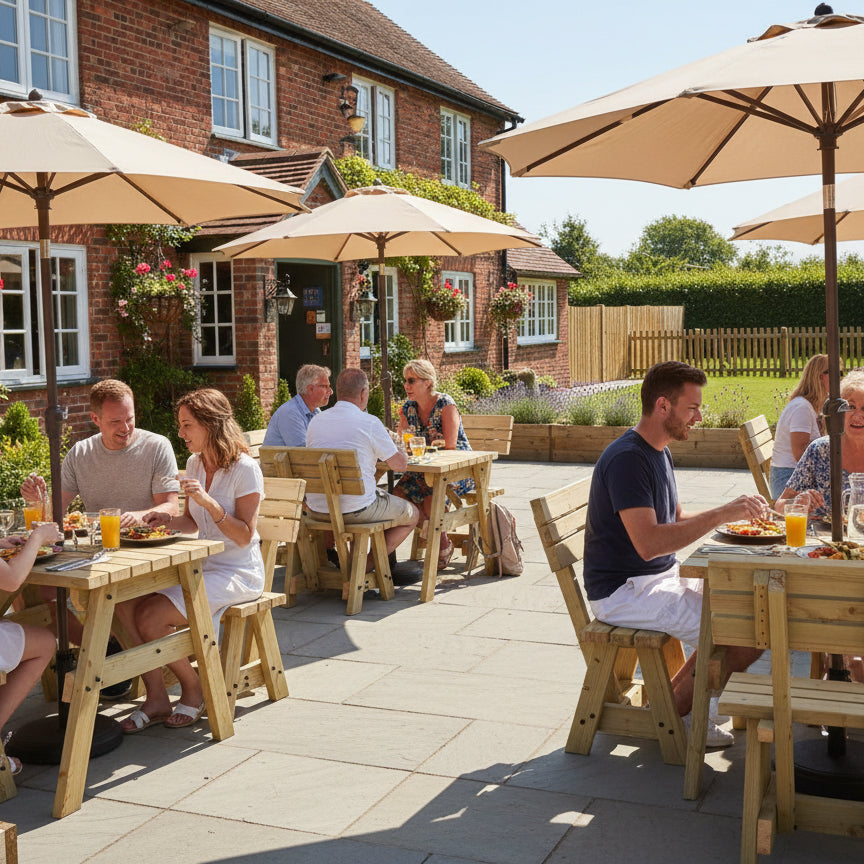 Victoria Space-Saving Picnic Table & Benches with Backrest