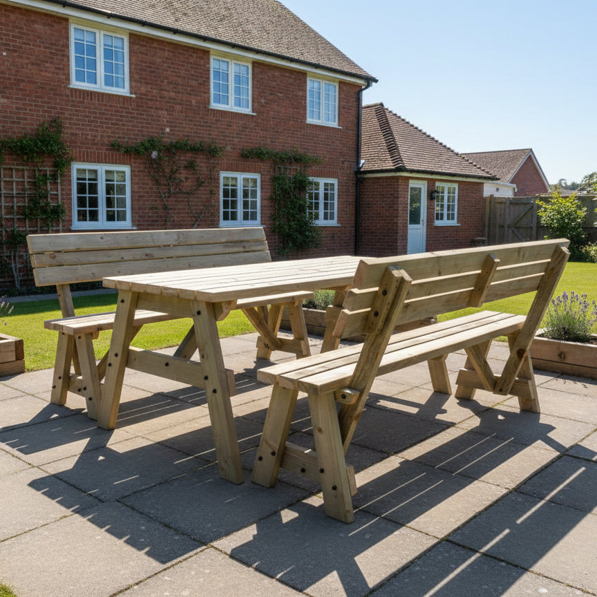 Victoria Space-Saving Picnic Table & Benches with Backrest