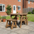 Victoria Space-Saving Picnic Table & Benches Set — Rustic Finish