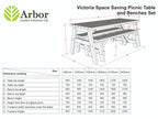 Victoria Space-Saving Picnic Table & Benches Set