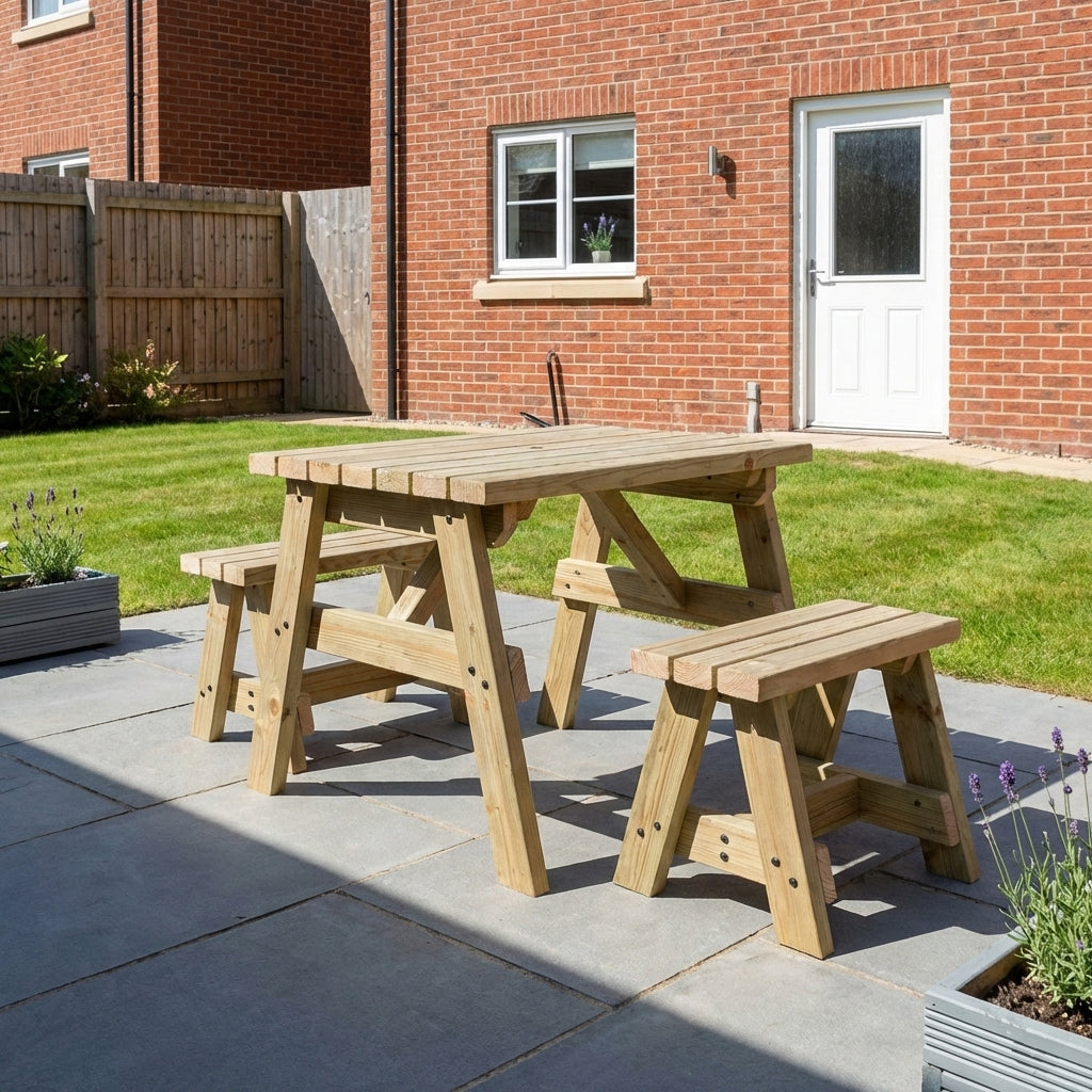 Victoria Space-Saving Picnic Table & Benches Set