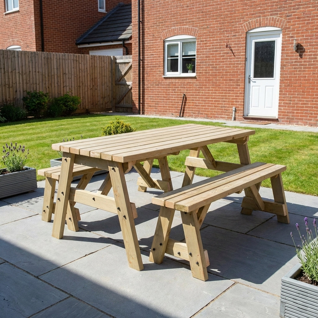 Victoria Space-Saving Picnic Table & Benches Set