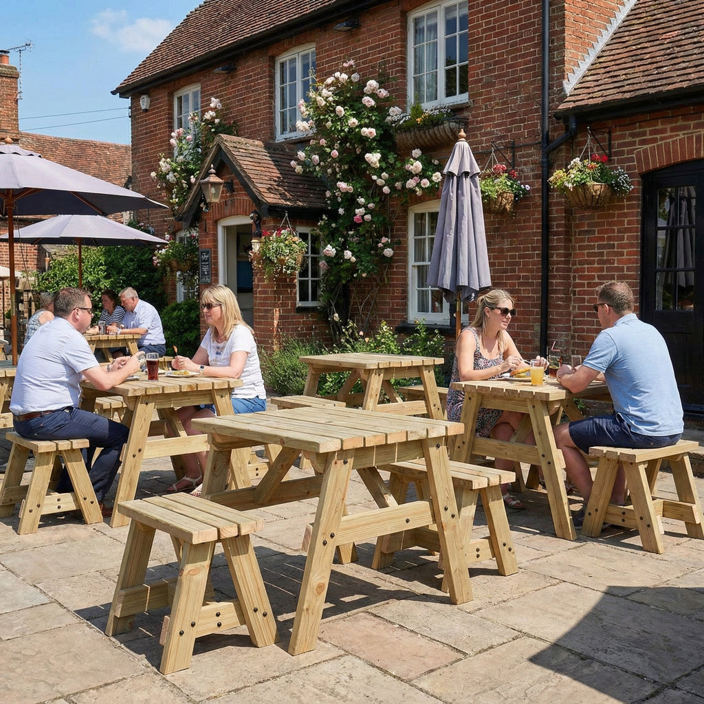 Victoria Space-Saving Picnic Table & Benches Set