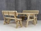 Victoria Space-Saving Rounded Picnic Table & Benches Set with Backrest