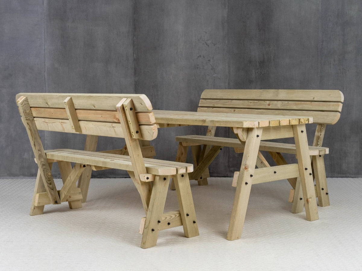 Victoria Space-Saving Rounded Picnic Table & Benches Set with Backrest