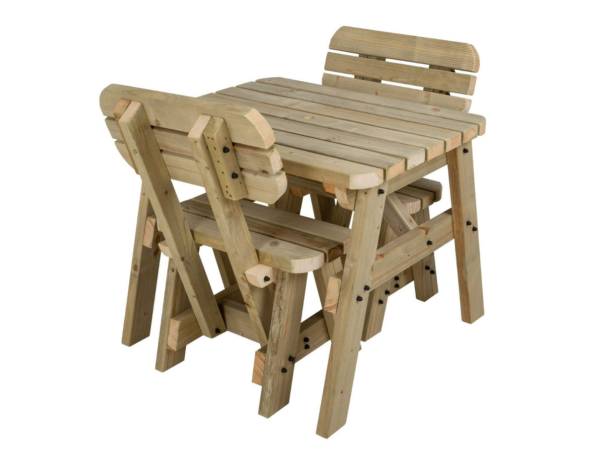 Victoria Space-Saving Rounded Picnic Table & Benches Set with Backrest