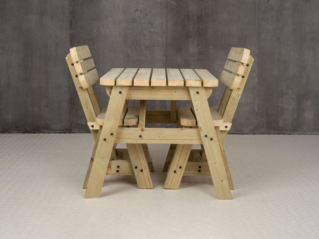 Victoria Space-Saving Rounded Picnic Table & Benches Set with Backrest
