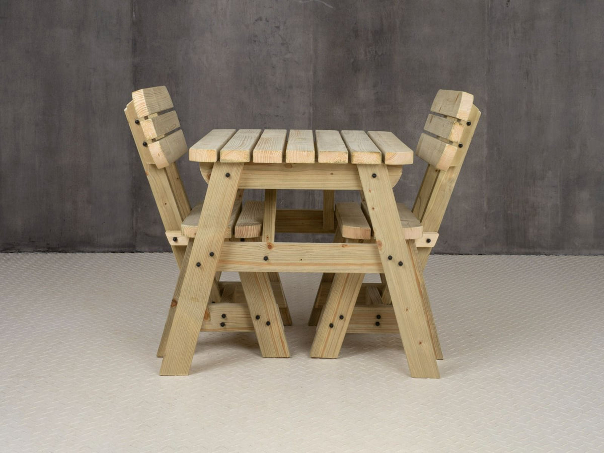 Victoria Space-Saving Rounded Picnic Table & Benches Set with Backrest