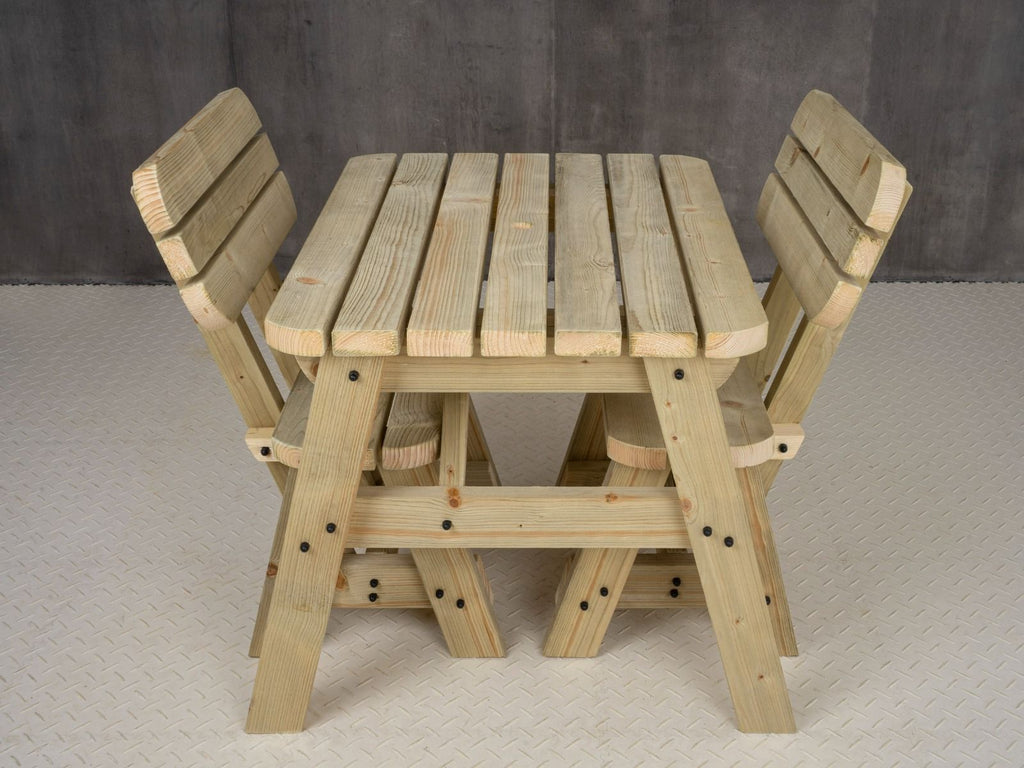 Victoria Space-Saving Rounded Picnic Table & Benches Set with Backrest