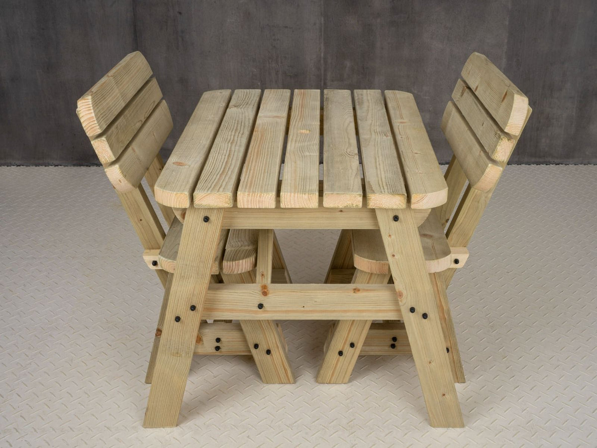 Victoria Space-Saving Rounded Picnic Table & Benches Set with Backrest