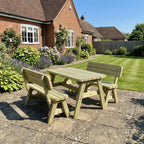 Victoria Space-Saving Rounded Picnic Table & Benches Set with Backrest