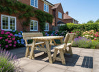 Victoria Space-Saving Rounded Picnic Table & Benches Set with Backrest