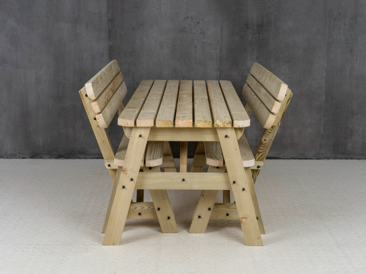 Victoria Space-Saving Rounded Picnic Table & Benches Set with Backrest