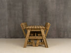 Victoria Space-Saving Rounded Picnic Table & Bench Set with Backrest — Rustic Finish