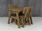 Victoria Space-Saving Rounded Picnic Table & Bench Set with Backrest — Rustic Finish