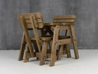 Victoria Space-Saving Rounded Picnic Table & Bench Set with Backrest — Rustic Finish