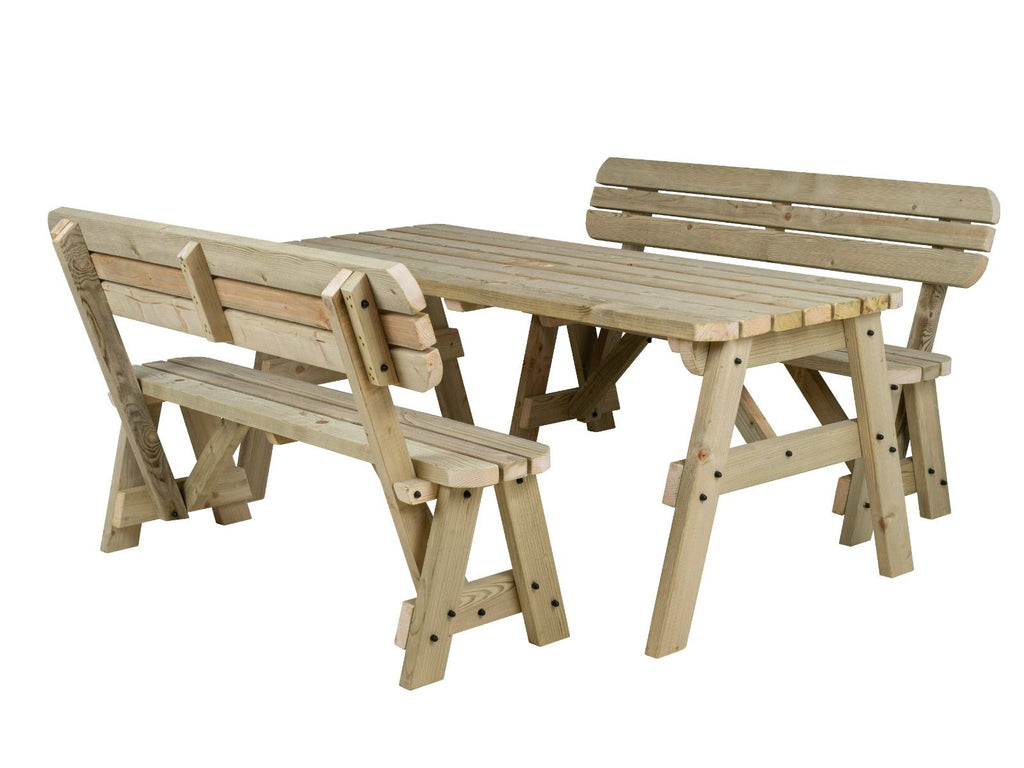 Victoria Space-Saving Rounded Picnic Table & Benches Set with Backrest