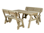 Victoria Space-Saving Rounded Picnic Table & Benches Set with Backrest