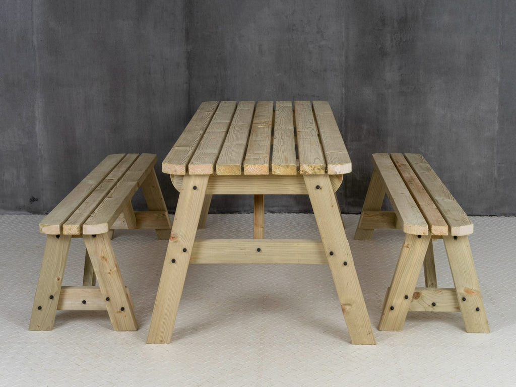Victoria Rounded Space Saving Picnic Table and Benches Set