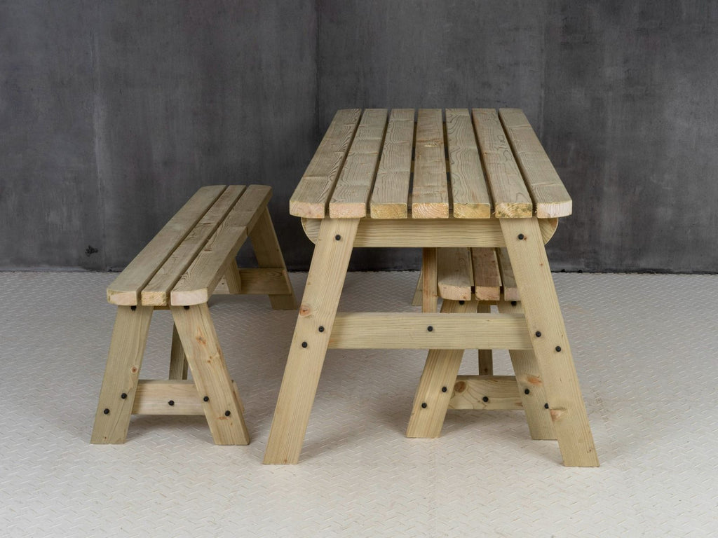 Victoria Rounded Space Saving Picnic Table and Benches Set