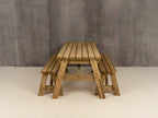 Victoria Rounded Space Saving Picnic Table and Benches Set - Rustic Finish