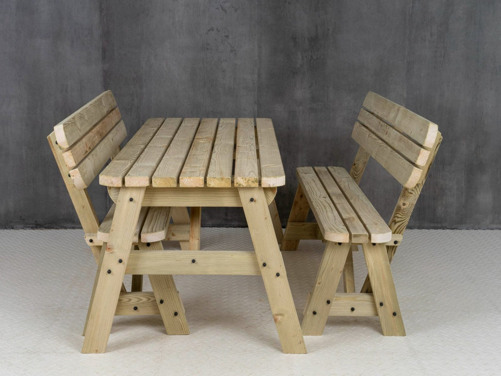 Victoria Space-Saving Rounded Picnic Table & Benches Set with Backrest