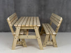 Victoria Space-Saving Rounded Picnic Table & Benches Set with Backrest
