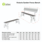 Victoria Wooden Garden Bench, Outdoor Fence Seat - Rustic Brown Finish