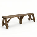 Victoria Wooden Garden Rounded Bench, Outdoor Fence Seat - Rustic Brown Finish