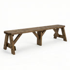 Victoria Wooden Garden Rounded Bench, Outdoor Fence Seat - Rustic Brown Finish