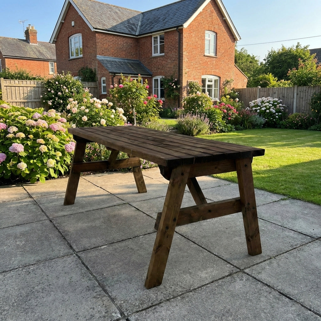 Victoria Wooden Garden Table — Rustic Finish