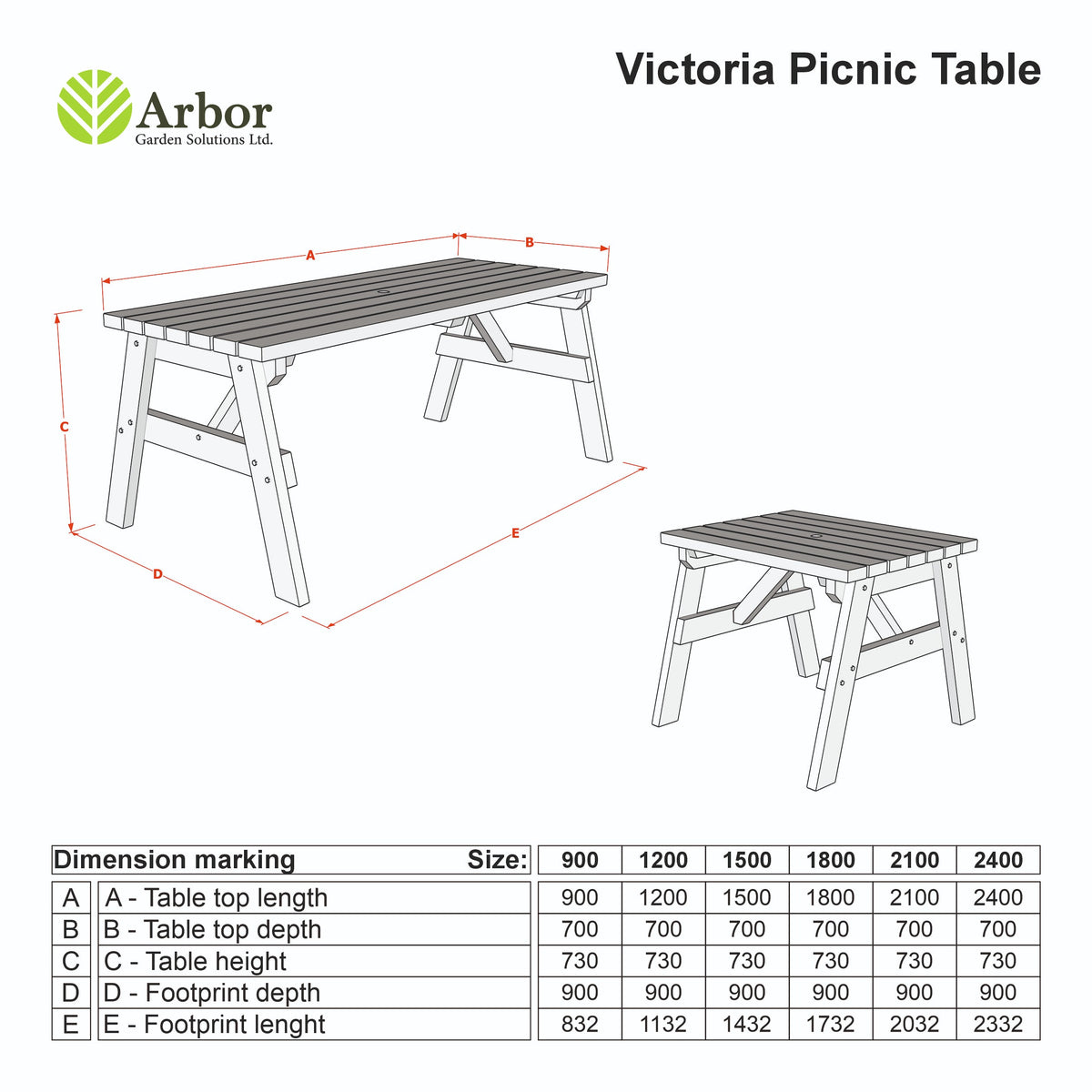Victoria Wooden Garden Table — Rustic Finish
