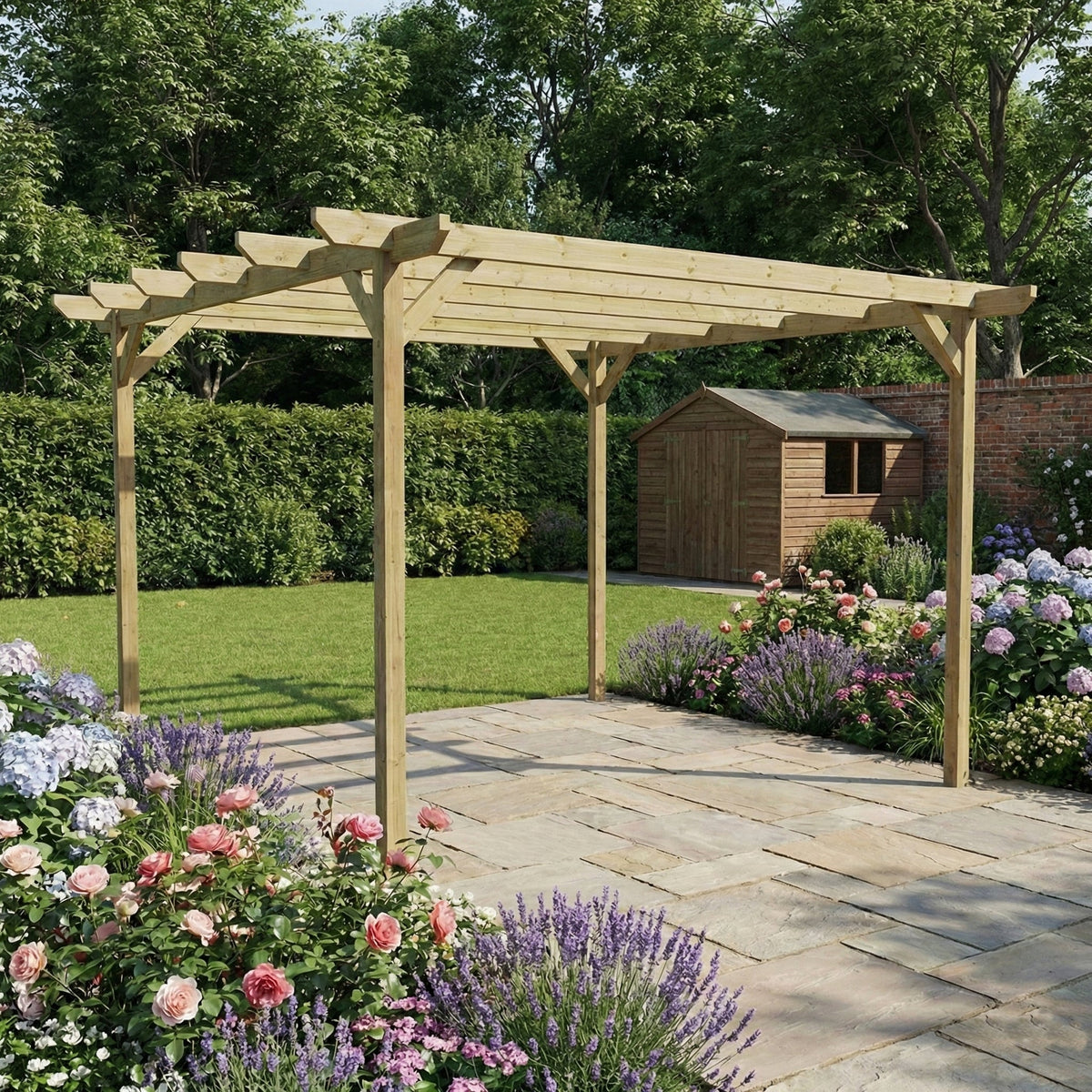 Chamfered Wooden Garden Pergola Kit