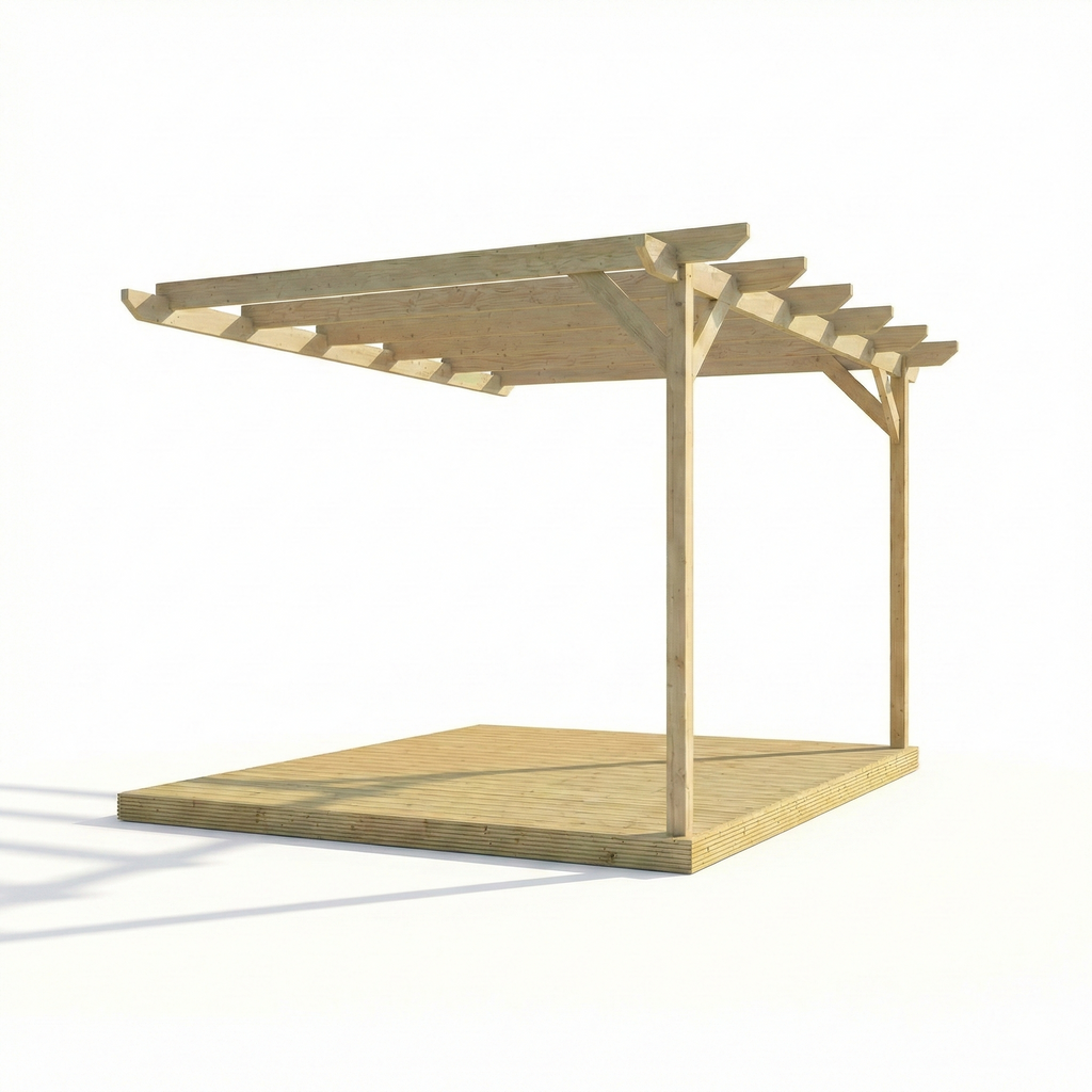 Wall Mounted Pergola and Decking Kit Chamfered Design