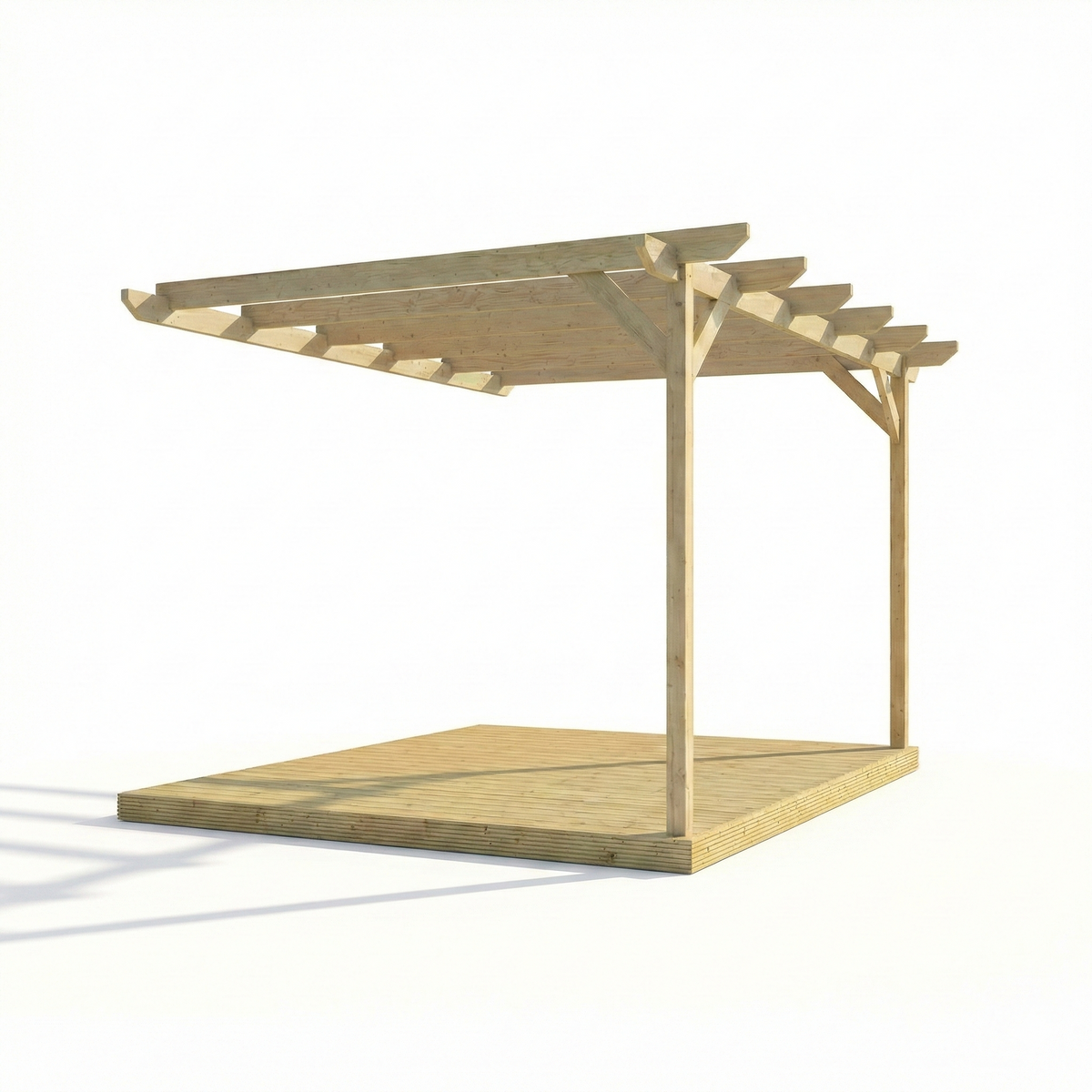 Wall Mounted Pergola and Decking Kit Chamfered Design