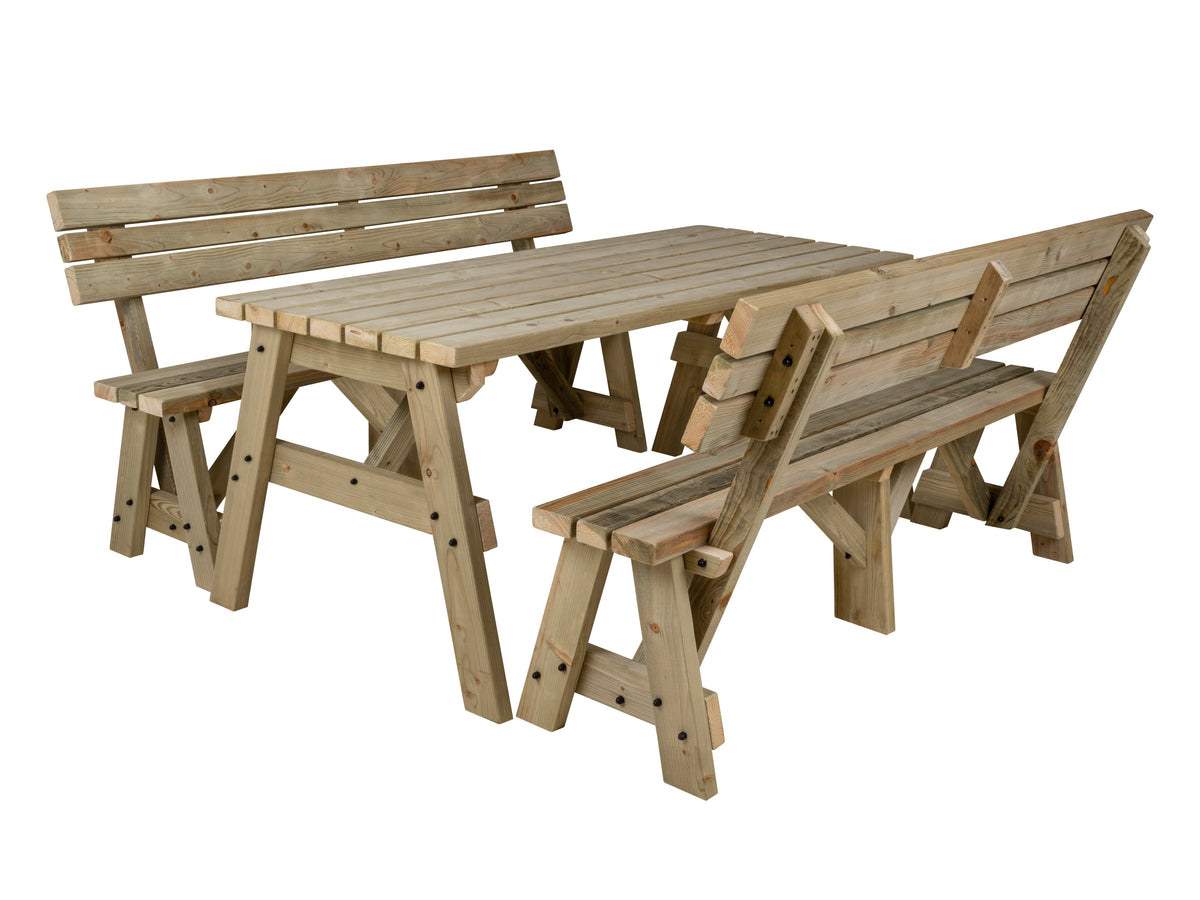 Victoria Picnic Table and Benches Set With Backrest