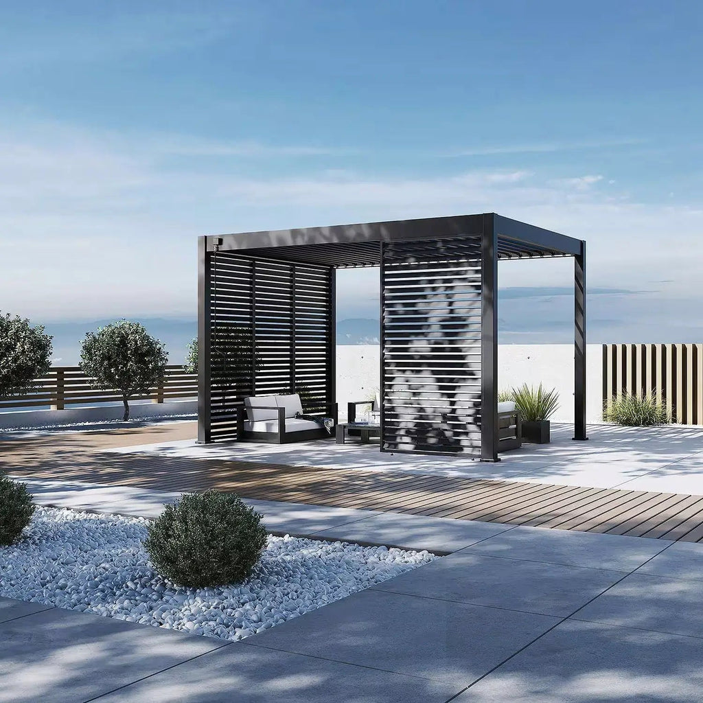 Aluminium Horizontal Privacy Panel — Louvre Screen for Pergolas - VerandaCovers
