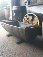 Reclaimed Oak Whiskey Half Barrel Planter — Large