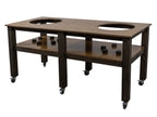 "Grill Table Fits All" BBQ Kitchen Space for Dual Kamado Ceramic Smokers