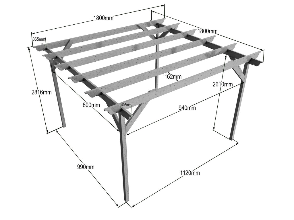 Sculpted Wooden Garden Pergola Kit