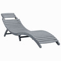 Velka 190cm Foldable Grey Acacia Wood Garden Sun Lounger