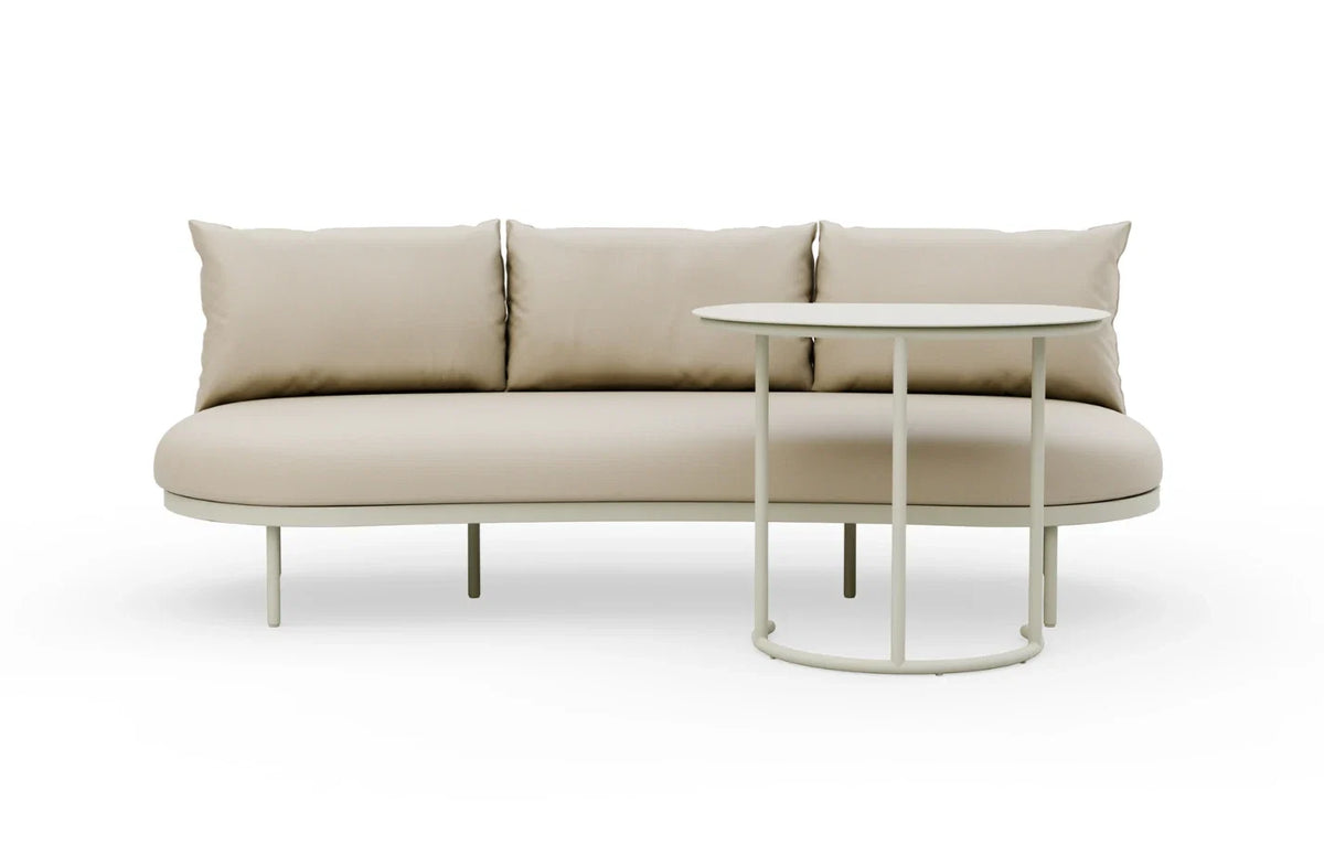 Kiki 3-Seater Curved Garden Sofa & Coffee Table — Beige