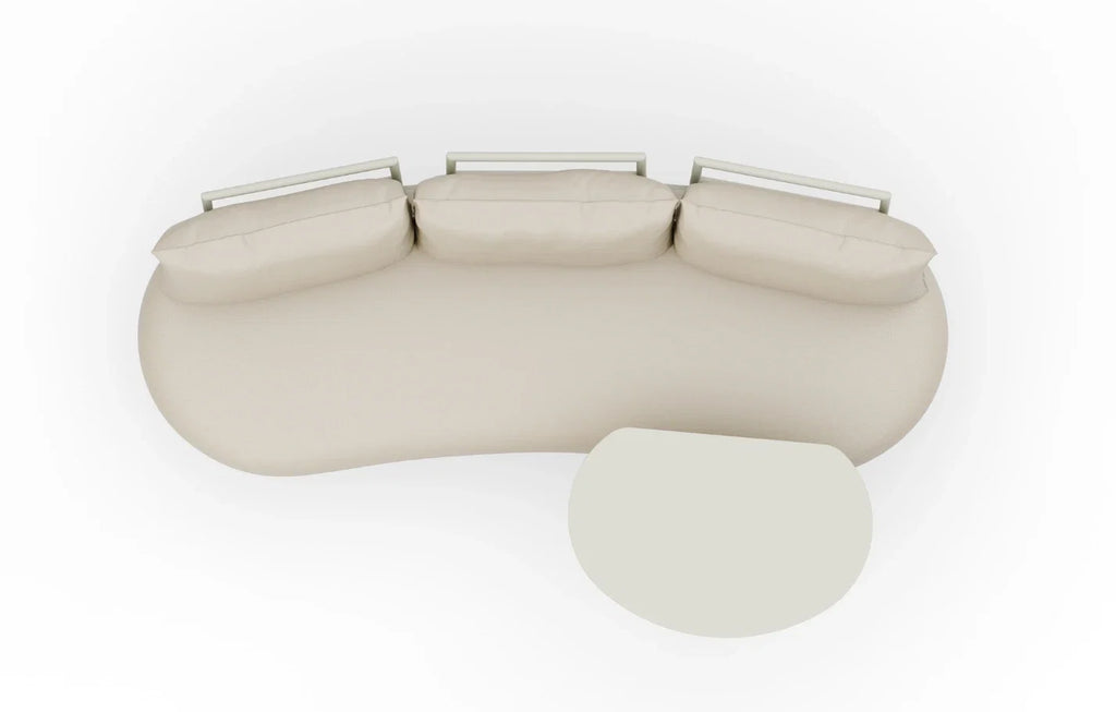 Kiki 3-Seater Curved Garden Sofa & Coffee Table — Beige