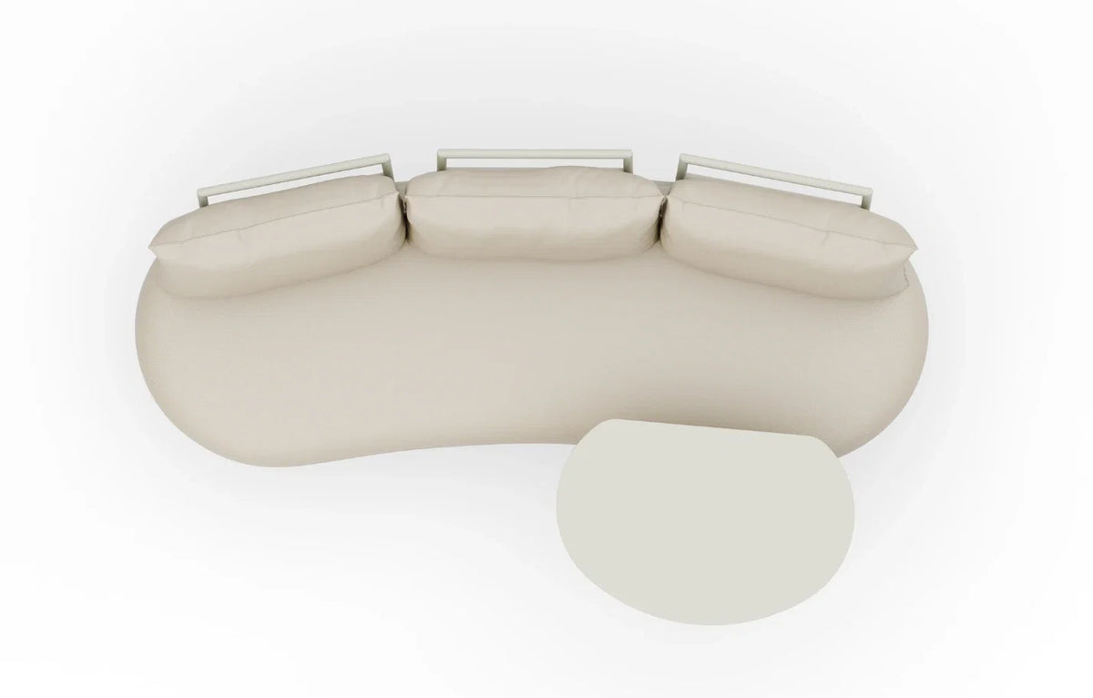 Kiki 3-Seater Curved Garden Sofa & Coffee Table — Beige